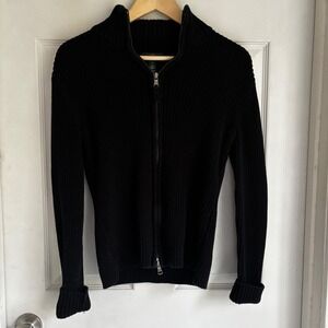 Lauren Jeans Co Ralph Lauren Black Ribbed Full Zip Sweater M Vintage Y2K